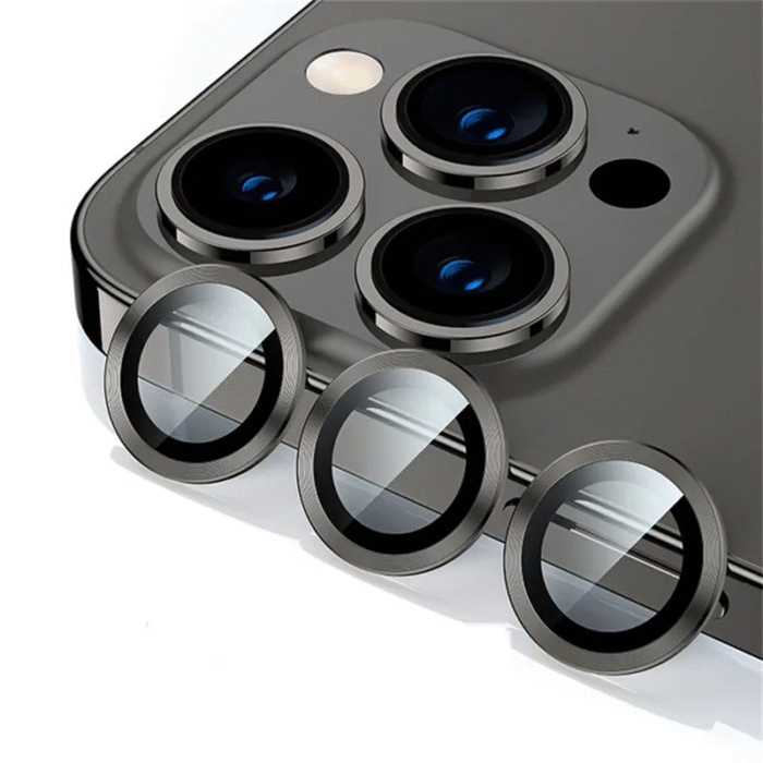 POPIO Camera Lens Protector For iPhone 12 Pro (Black), 1 Set, with Easy Installation Kit - Image 2