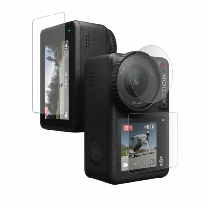 POPIO Military-Grade Gorilla Tempered Glass for DJI Osmo Action 4 Camera (Transparent) Edge To Edge Full Screen Coverage With Installation Kit, Complete Set Of 3 Glass