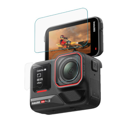 POPIO Military-Grade Gorilla Tempered Glass for Insta360 Ace Pro 2 | Screen & Lens Tempered Glass + PET Secondary Screen Guard | 3-Piece Set